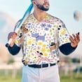thumbnail image 5 of Zufioo Floral Puppy Print Men's Baseball Short Sleeve, Moisture Wicking Button-Down Hip Hop Tee-Small, 5 of 7
