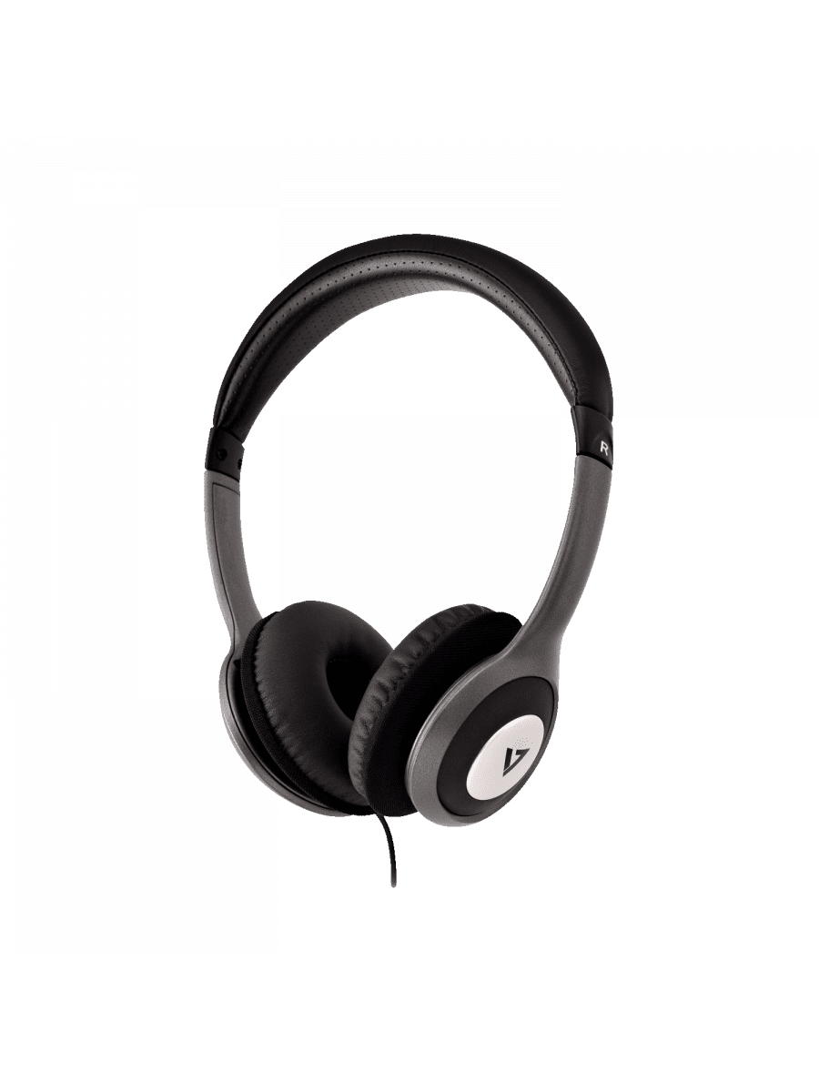 V7 Deluxe Stereo Headphones with Volume Control Black