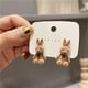 thumbnail image 3 of Pendientes pequeños de oso de felpa para mujer y niña, aretes de animales flocados, gato, conejo, joyería, regalos, 1 par, 3 of 4