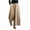 Khaki, variant on VERUGU Trousers Women Casual Pants Summer Drawstring Elastic High Waist Linen Pant Pockets Cropped Trouser White L