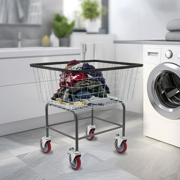 Commercial Laundry Basket Cart Steel Wire Laundry Cart Laundry Basket with 4 Universal Wheels