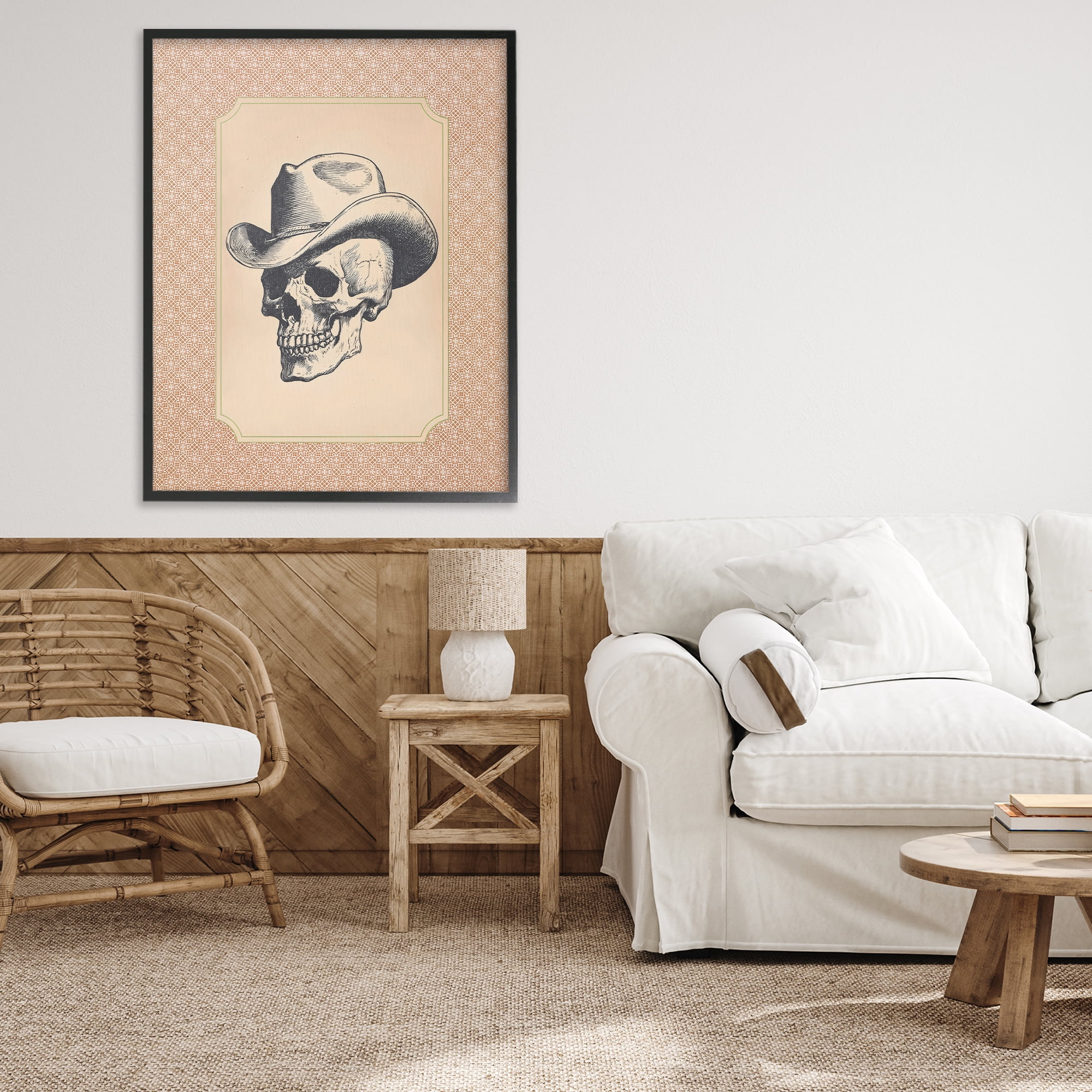 Vintage Cowboy Skull Black Framed Giclee Art, design by Arlington Prints