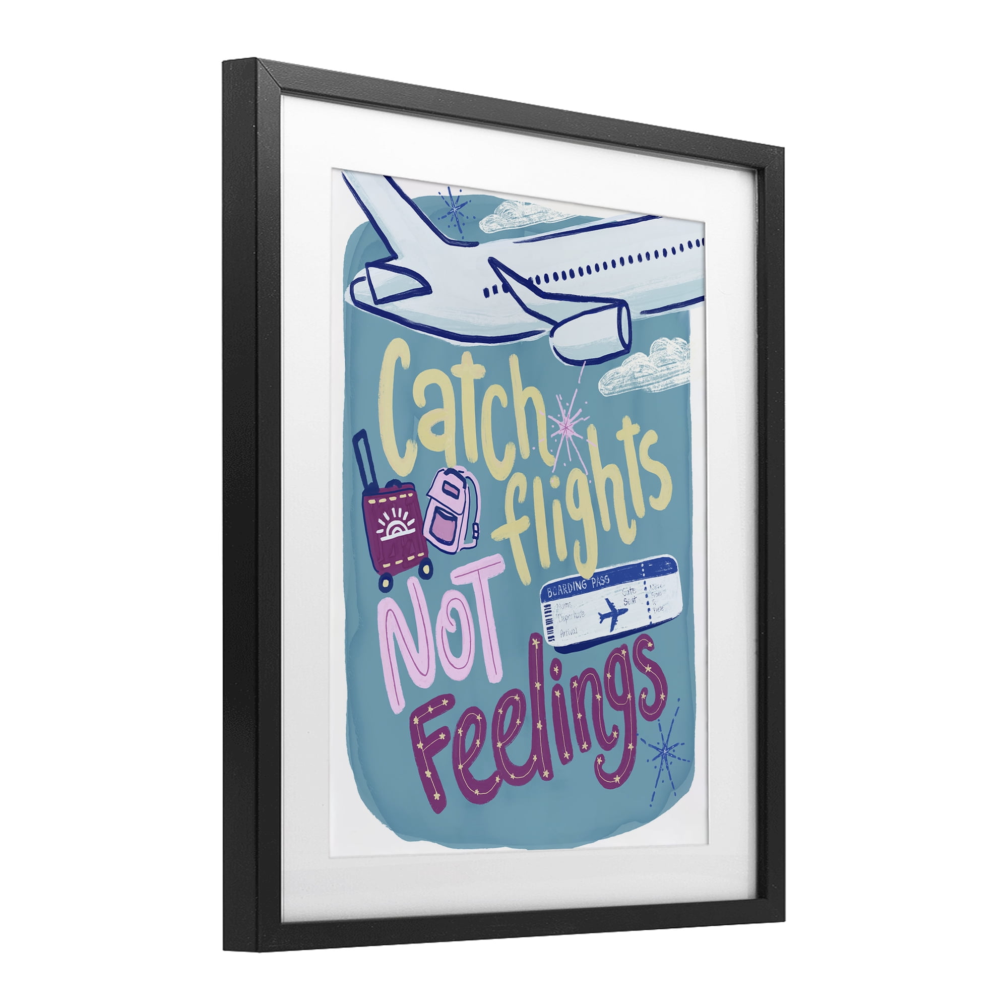 Stupell Industries Catch Flights Not Feelings Black Framed Print Under Glass, design by Connie Summers