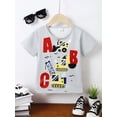 thumbnail image 3 of 3T Toddler Baby Boys Clothes Baby Boys T-shirts 3-4T Boys Short Sleeve Letter Print Round Neckline Summer T-shirts Gray, 3 of 7