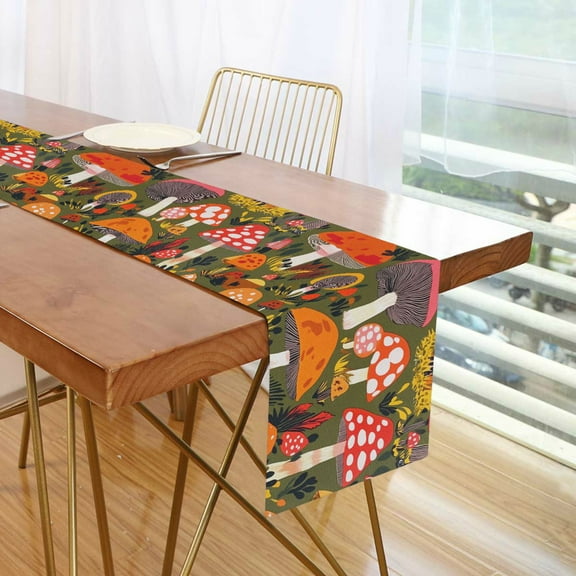 Yayeee Table Runner 70 inches Long Home Kitchen Dinning Party Decoration, Vibrant Mushroom