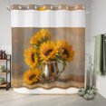 thumbnail image 6 of No Hook Shower Curtain, Sunflower Shower Curtains for Bathroom with See Through Top Window, Vintage Yellow Botanical Floral Summer Waterproof & Washable Bath Curtain Standard 72"x72", 6 of 8
