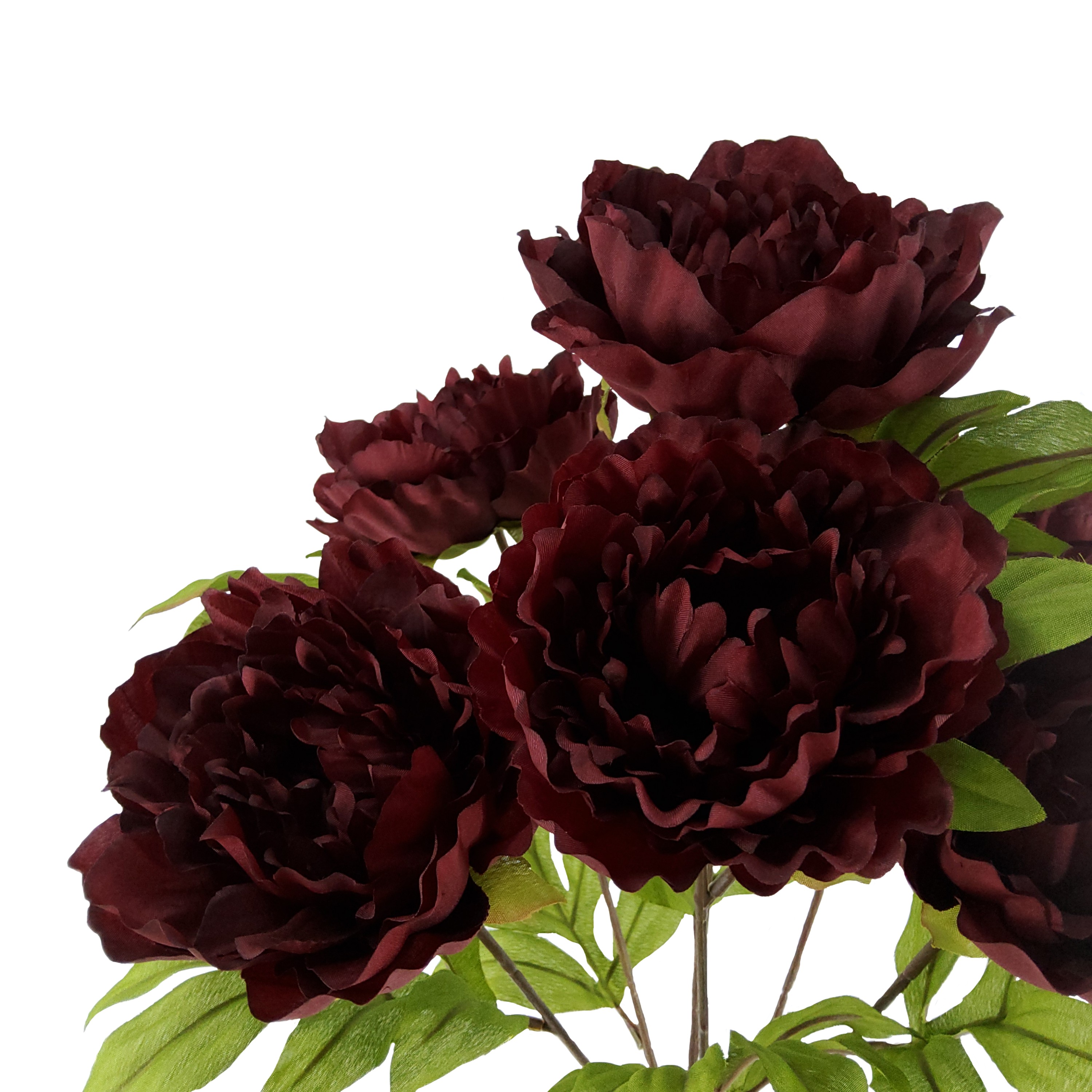 Mainstays Indoor 19 in Artificial Polyester Peony Bush, Burgundy