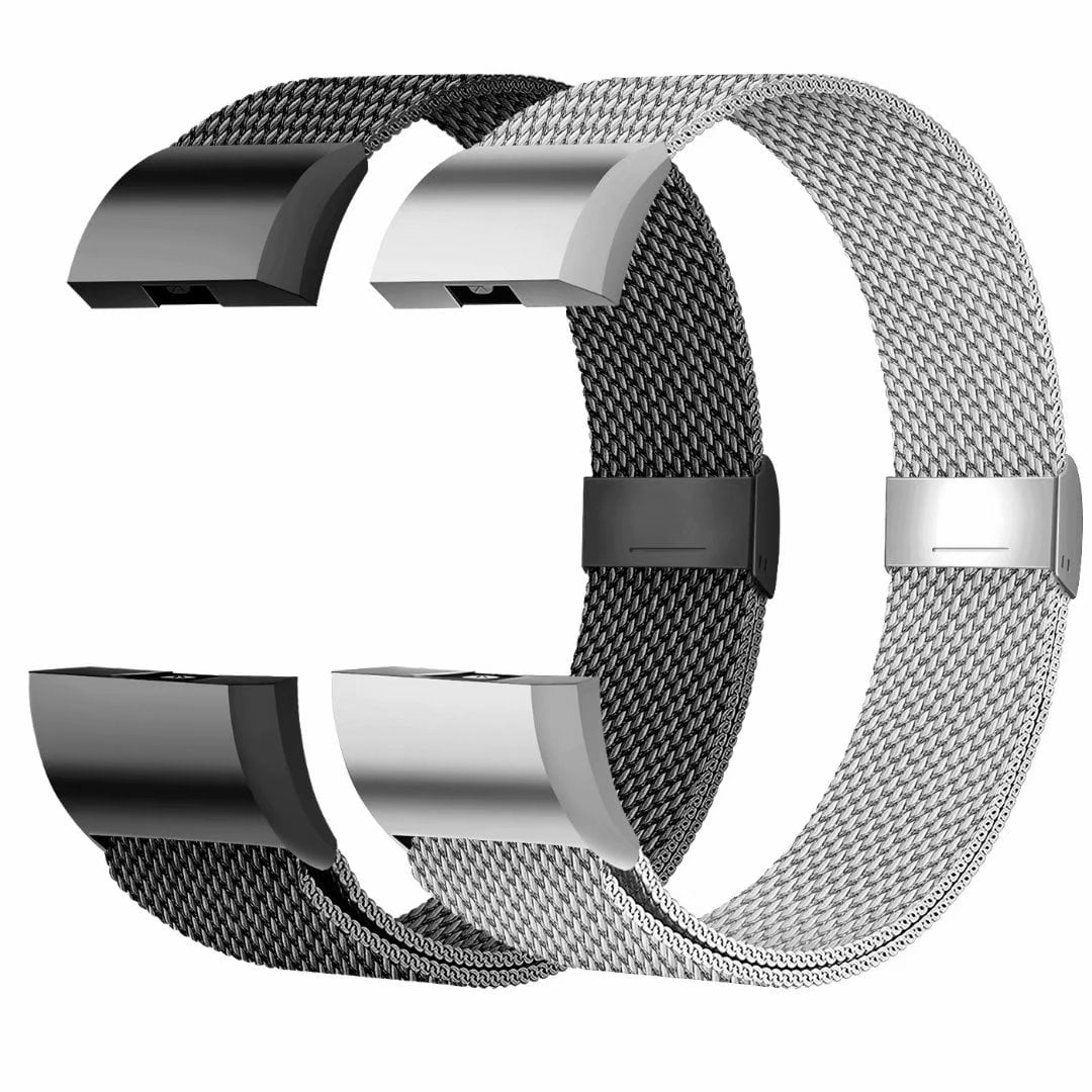 Mugust Metal Loop Band Compatible with Fitbit Charge 2 Bands Adjustable Stainless Steel Mesh Magnetic Lock Replacement Wristbands for Women Men 