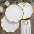thumbnail image 5 of Efavormart 25 Pack | 8" White / Gold Wavy Rim Paper Dinner Plates, Disposable Round Party Plates – 350 GSM, 5 of 11