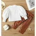 thumbnail image 5 of KANGKANG Toddler Girl Fall Outfits Puff Sleeve Ribbed Tops + Pants 2Pcs Girls Fashion Outfits 2-3T, 5 of 7