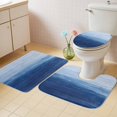 thumbnail image 2 of Navy Blue Ombre Bath Mat 3 Piece Bathroom Rug Set, Modern Abstract Art Ocean Oil Painting Non Slip Bath Rug Contour Mat and Toilet Lid Cover, Absorbent Shower Mats Soft Bath Rugs and Mats Sets, 2 of 8