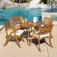thumbnail image 2 of GDF Studio Manhattan 5-Piece 4-Seater Acacia Wood Dining Set, Teak Finish, 2 of 6