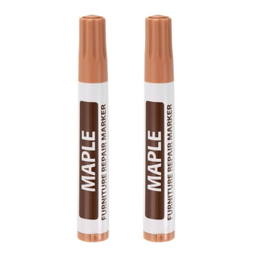Uxcell Furniture Repair Wood Markers, 2 Pack Maple Touch Up Filler Sticks, Oil Based Paint Markers for Scratches, Wood Floors