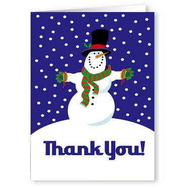 Winter Snowman Thank You Note Card - 10 Boxed Set Holiday Note Card