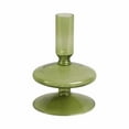 thumbnail image 5 of Decorative Glass Candle Holder for Taper Candles - Modern Candlestick Holder with Disc and Sphere Design for Table Decor - Pair with Gold Centerpieces for Tables and Living Room Display - 5", Green, 5 of 12