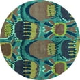 thumbnail image 1 of Ahgly Company Indoor Round Abstract Turquoise Blue Modern Area Rugs, 7' Round, 1 of 4