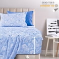 thumbnail image 4 of LUX Décor Paisley Twin XL Sheet Set, 4 PC Soft Microfiber Wrinkle Free Sheets - Luxurious Printed Bed Sheets Includes Flat Sheet, Fitted Sheet with Deep Pockets, & 2 Pillowcases – White Blue, 4 of 7