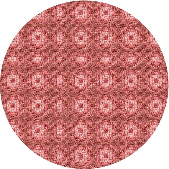Ahgly Company Machine Washable Indoor Round Transitional Ruby Red Area Rugs, 4' Round