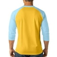 thumbnail image 4 of Men's T Shirts 3/4 Sleeve Button Henley Neck Color Block Pullover Tops Lightweight Classic Slim Fit Workout Basic Tees Z002-Yellow XL, 4 of 6