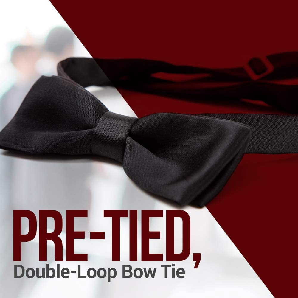 Hold'Em Bow Tie For Mens Boys and Baby Satin look Solid Color Adjustable Pre-tied