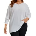 thumbnail image 5 of Agnes Orinda Women's Plus Size Chiffon Tops Batwing Ruffle Long Sleeve Casual Loose Shirts Blouses 4X White, 5 of 7