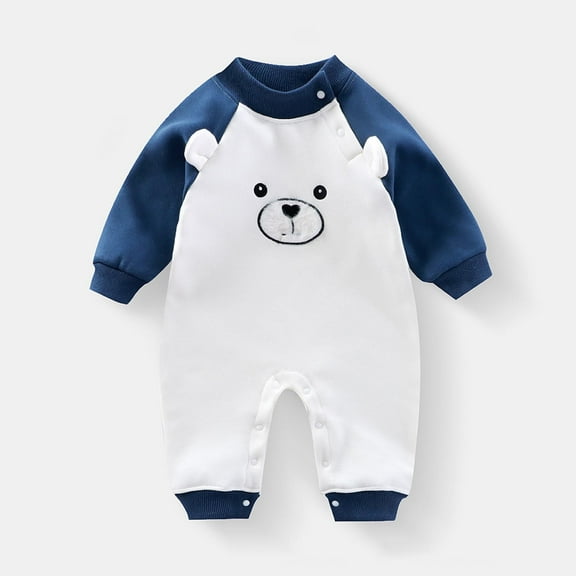 Newborn Baby Romper Fleece Lined Jumpsuit Cotton Long Sleeve Color Block Soft Cozy One-Piece for Infant Boy Girl Loungewear 0-18 Months