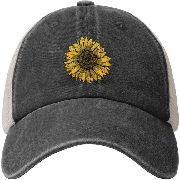 Gold Glitter Sunflower Cowboy Hat Men Vintage Mesh Baseball Cap Women Dad Hat Sun Hat Trucker Hat Black