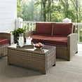 thumbnail image 2 of Afuera Living Modern 2 Piece Wicker Patio Sofa Set in Brown and Sangria, 2 of 11