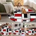 thumbnail image 5 of Red Grey Black Round Area Rug 3.3 FT, Non Slip Small Entryway Kitchen Mat, Irregular Modern Abstract Geometric Washable Soft Circular Rug Non-Shedding Door Mat for Bathroom Playroom Kids Room, 5 of 9