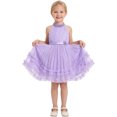 thumbnail image 4 of IBTOM CASTLE Pageant Dresses for Toddler Girls Halter Glitters Tulle Dress Princess Formal Birthday Party Wedding Flower Girl Dress Purple, 4 of 7
