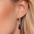thumbnail image 3 of Gem Stone King 925 Sterling Silver Red Rhodolite Garnet and Blue Sapphire Dangle Earrings for Women with Lab Grown Diamond (4.73 Cttw, Oval 9X7MM), 3 of 6