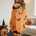 thumbnail image 5 of WTOBBY Women's Halloween Crochet Pumpkin Print Sweater, Oversized Knit Pullover with Witch Hat Design, Cozy Fall and Winter Long Sleeve Casual Top for Women,Orange 2XL, 5 of 5
