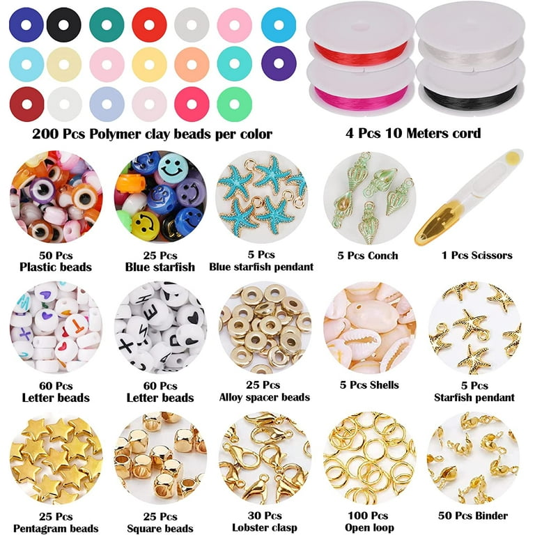 Clay Beads Kit Gold Silver Spacer Polymer Clay Beads for Jewelry