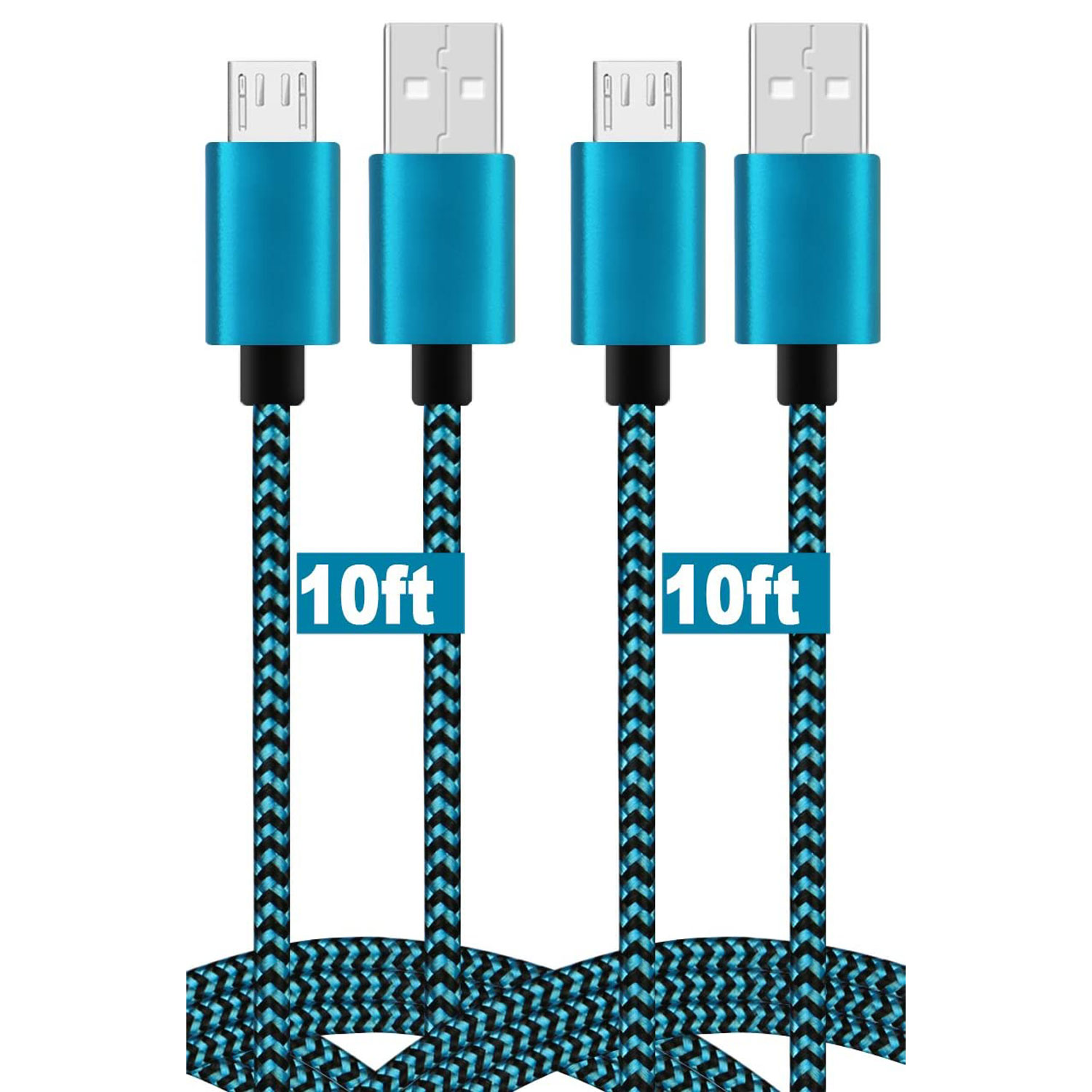 Android Charger Braided 10Ft, 2 Pack Fast Charger Android Cable Micro