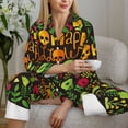 thumbnail image 6 of Pofeuu Happy Halloween Floral Print Womens Pajamas Set Long Sleeve Sleepwear Button Down Nightwear Soft Pj Lounge Sets Button Down Pajamas Women-Small, 6 of 7