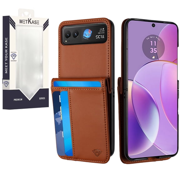 For Motorola Razr 2023 Card Slot Wallet Holder Case Cover - Brown