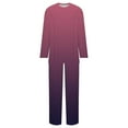 thumbnail image 5 of Tops for Women Women's 2 Piece Outfits Sweater Sets Knit Pullover Tops High Waisted Pants Tracksuit Lounge Jogger Set Ndbuld Wine L, 5 of 5