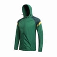 thumbnail image 2 of Men's Color Block Water Repellent Windbreaker Jacket Outerwear Hooded Coat with Adjustable Hem Side Pocket for Soccer Hiking Running Travel, Green, XXXL, 2 of 9