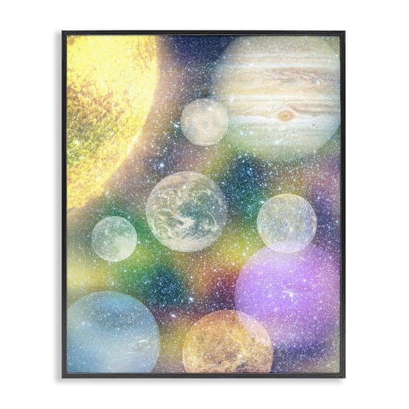 Stupell Industries Contemporary Striking Planetary Speckled Stars Moons Outer Space Black Framed Giclee Art, 11 x 14, by Ziwei Li
