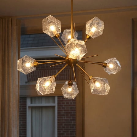 Luxury Luxe Industrial Chandelier, Brushed Gold, UQL6341