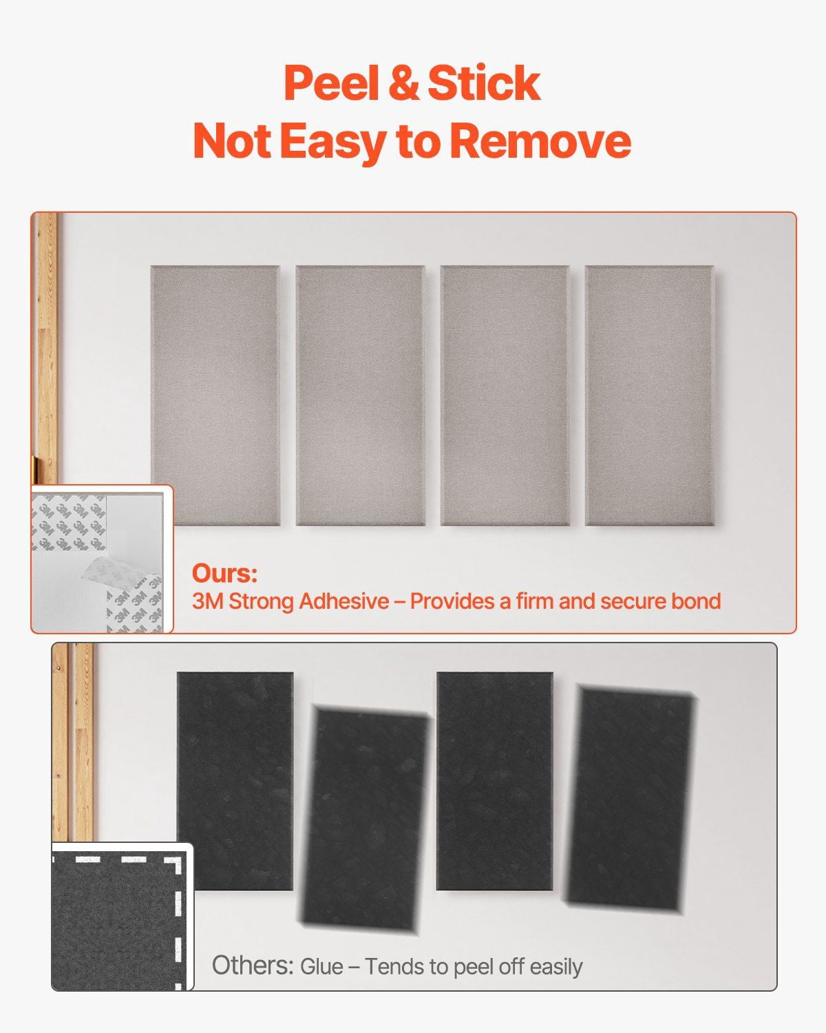 4 Pack 2 Inch Thick 23.6x11.8 Inch Fiberglass Acoustic Sound Absorbing Panels Self Adhesive Soundproof Wall Boards for Studio Office Home Theater Meeting Room Camel Color
