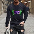 thumbnail image 1 of Ceisia Men's Mardi Gras Mask Print T-Shirt | Slim Long-Sleeve Crewneck Winter Casual Top Gift, 1 of 5