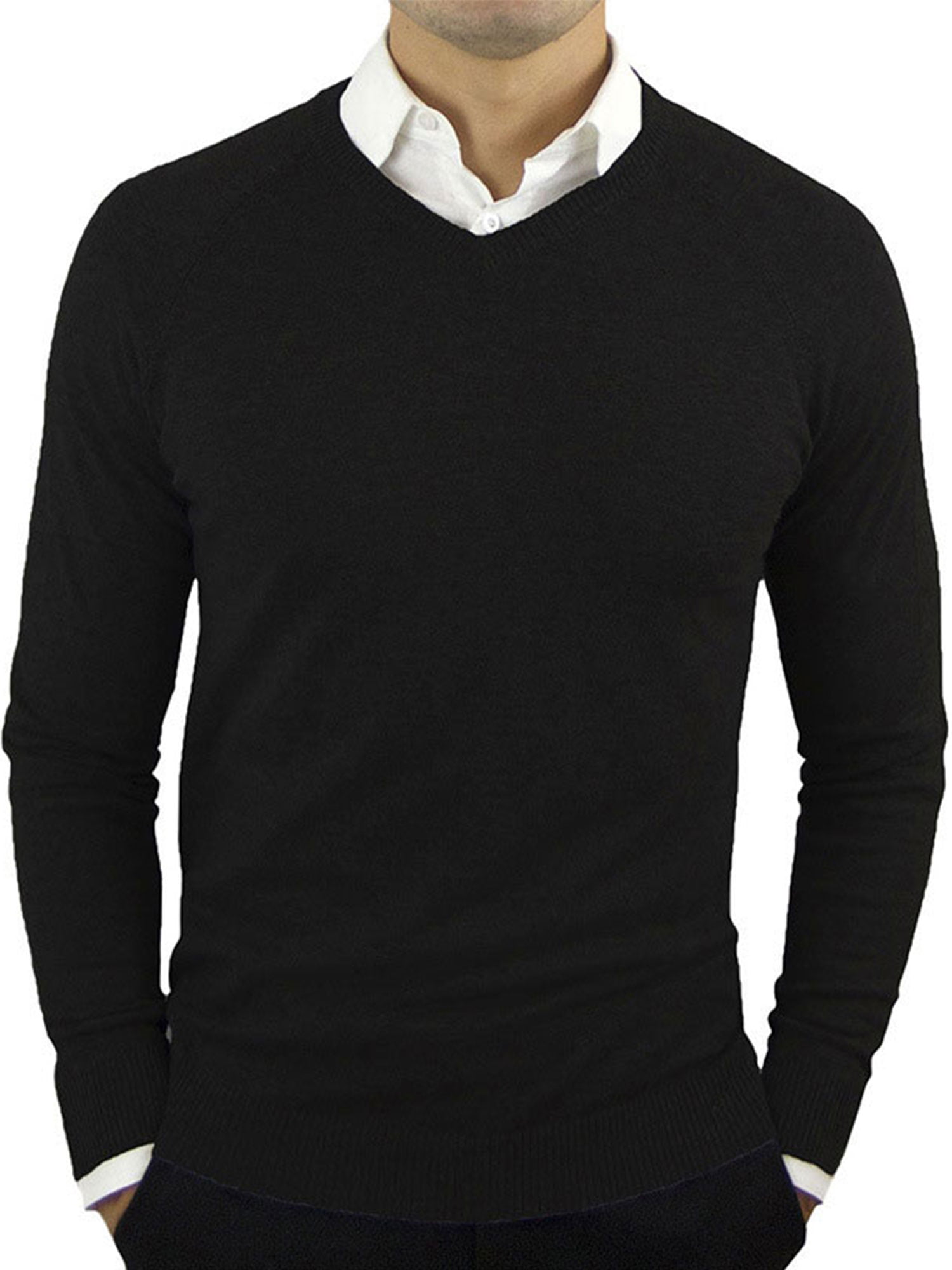 Generic Mens Casual V Neck Solid Pullover Jumper Sweater Tops