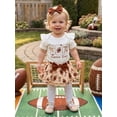 thumbnail image 5 of RUINIXCW Newborn Baby Girls Football Game Day Outfit Infant Baby Girl Summer Fall Clothes Rugby Short Sleeve Romper and Bow Ruffles Skirt Headband Set, 5 of 9