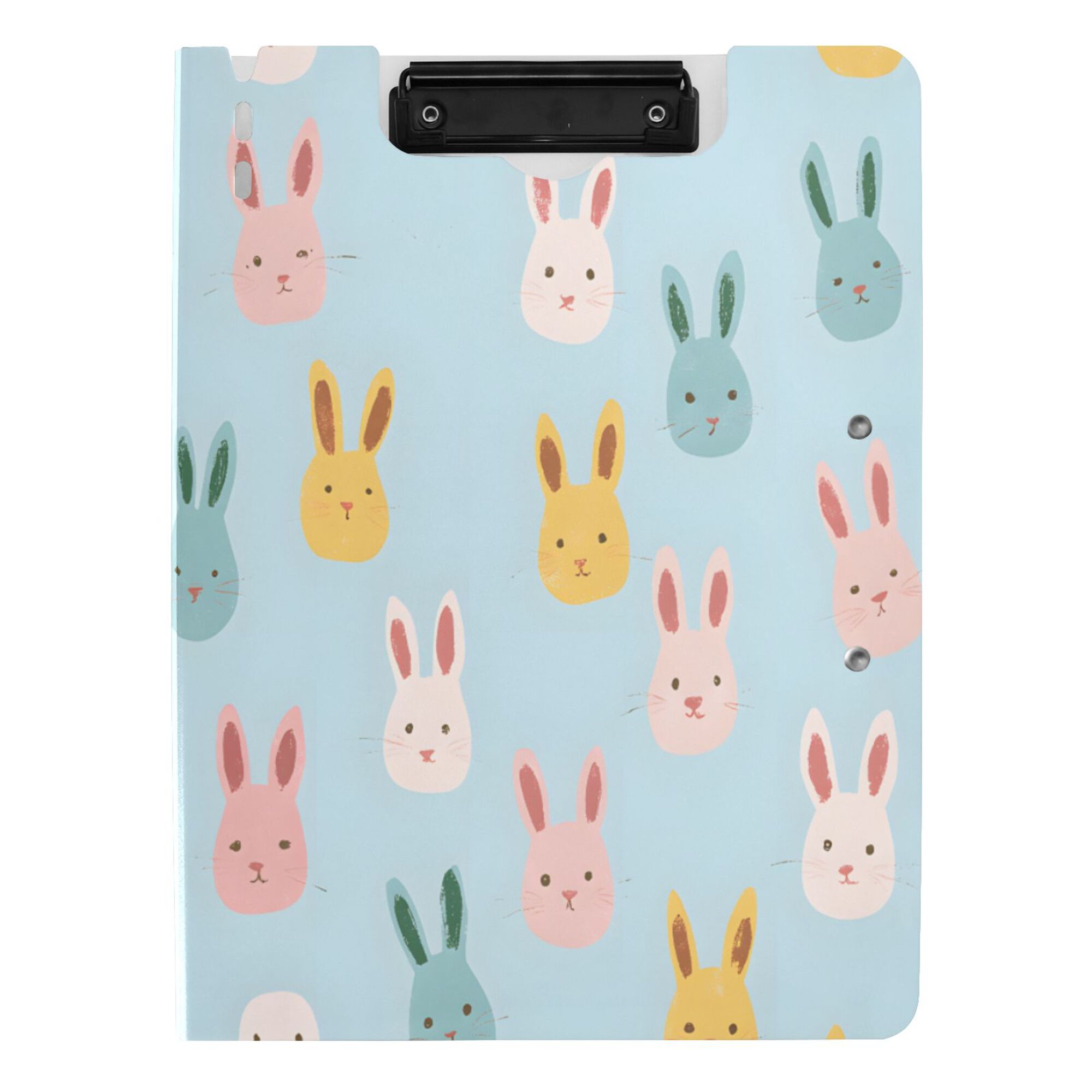 FORMRS A4 Clipboard Folder with Pen Holder Horizontal Foldable School Office Binder, Cute Rabbits