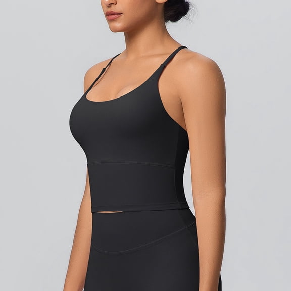 Fnooota Workout Tank Tops for Women, Racerback Running Scoop Neck Sleeveless Yoga Camisole Black Size S