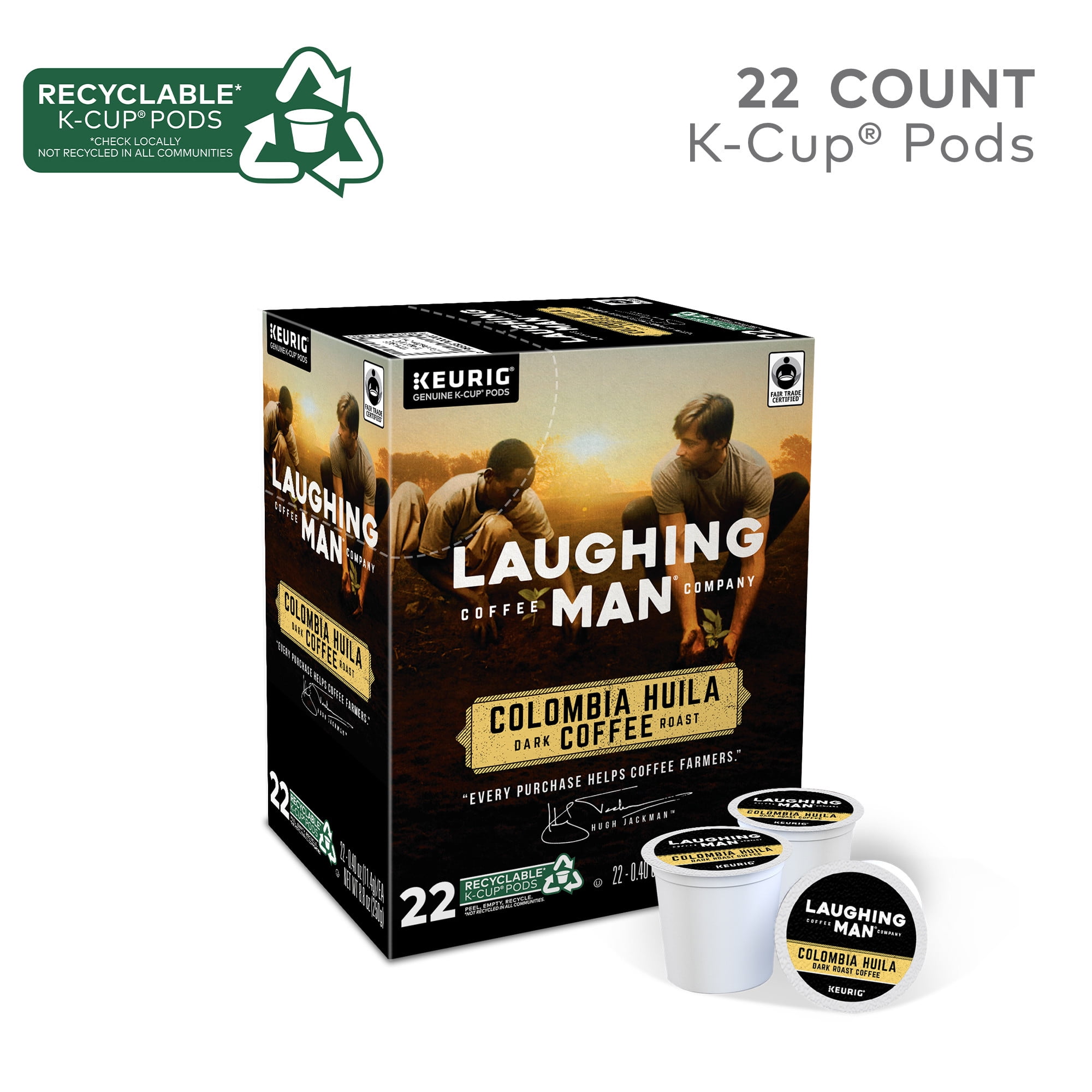 Laughing Man Colombia Huila Dark Roast Coffee Keurig K Cup Pod 22ct Walmart