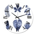 thumbnail image 2 of Designart 'Abstract Blue Set Of Plant Leaves' Traditional Wall Clock, 2 of 5