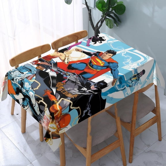Justice League Unlimited square tablecloth has an iconic print, fits most tables, and is easy to care for.55" x 71"（140*180cm）