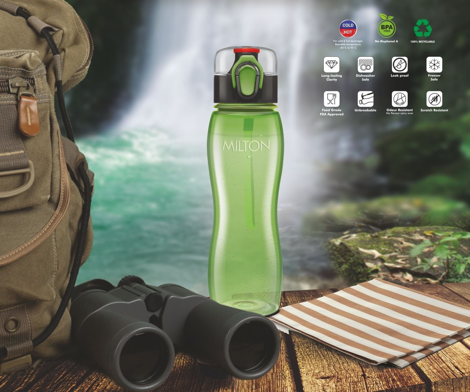 Sports Water Bottle - Milton Flip Top One-Click Open Tritan